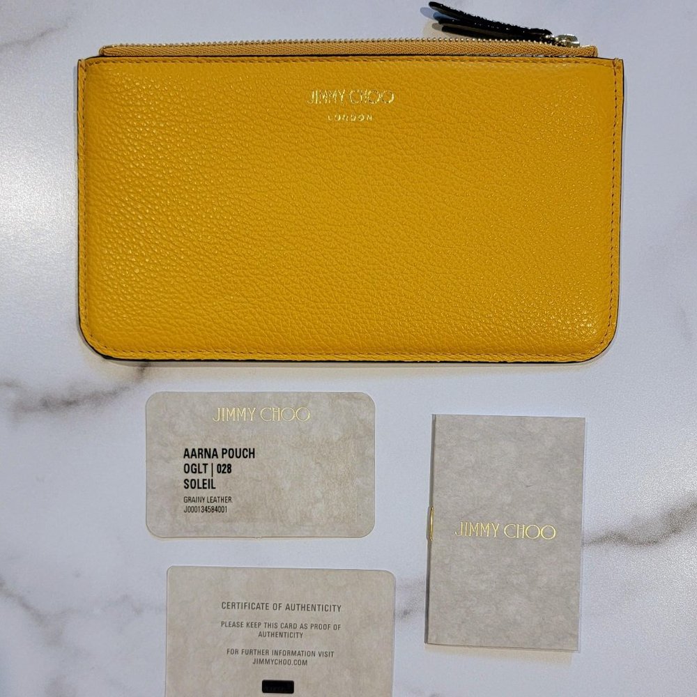 New Jimmy Choo Aarna Pouch in Soleil (Yellow)